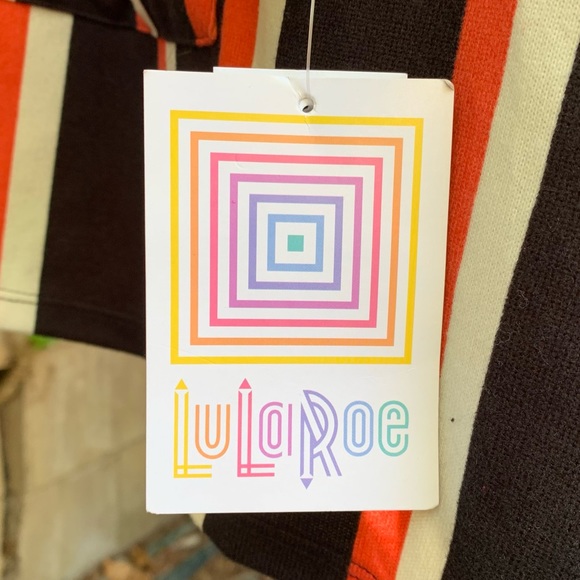 NWT LuLaRoe Cardigan M Stripe Caroline Orange Open Front Pockets Thanksgiving - Picture 8 of 10